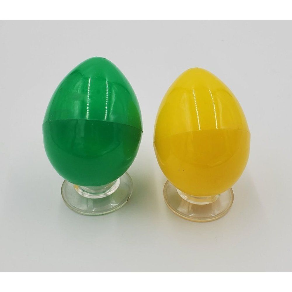 Vintage Salt & Pepper Shakers Easter Eggs Plastic Green & Yellow